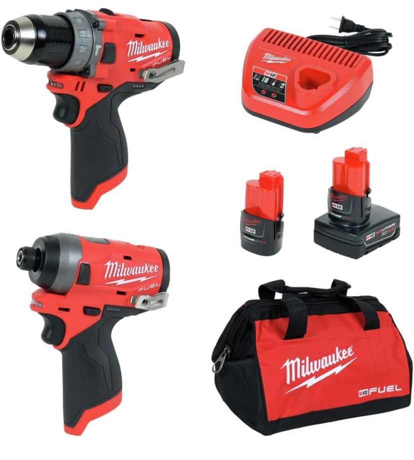 Milwaukee Electric Tools 2598-22 M12 Fuel 2 Pc Kit- 1/2" Hammer Drill & 1/4" Impact