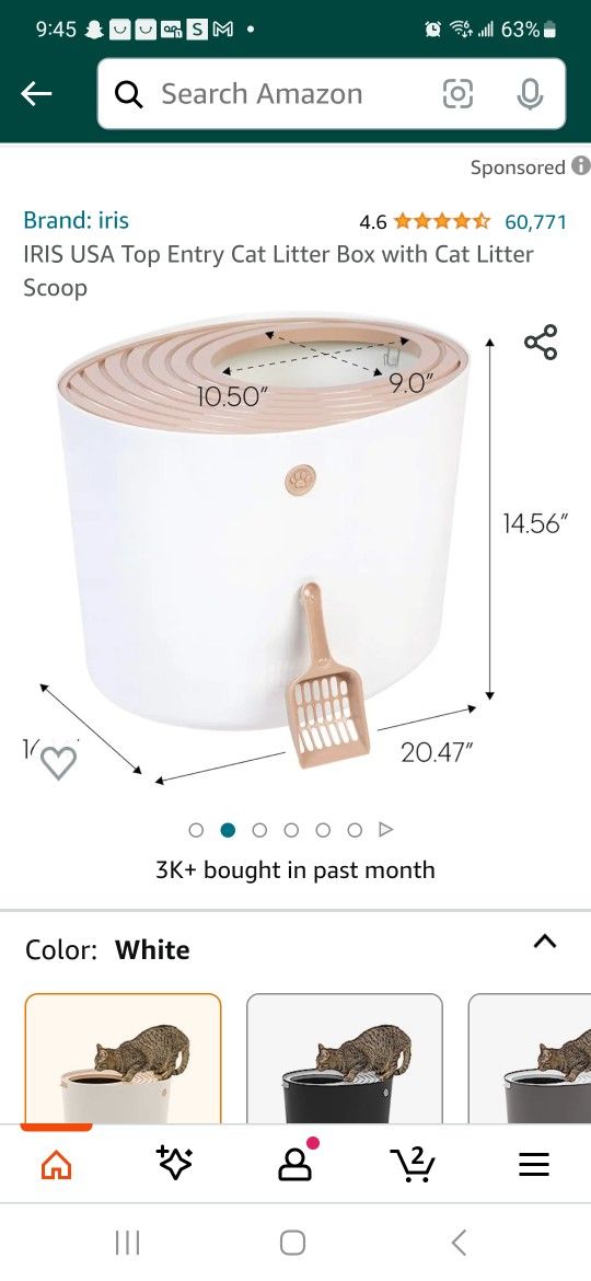 IRIS USA Top Entry Cat Litter Box with Cat Litter Scoop