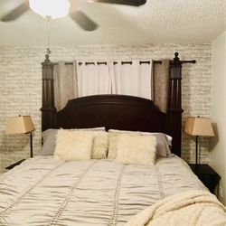 King Bed With Matching Chest. Also Has Dresser And 2 Lamp Table And Free Mattress 