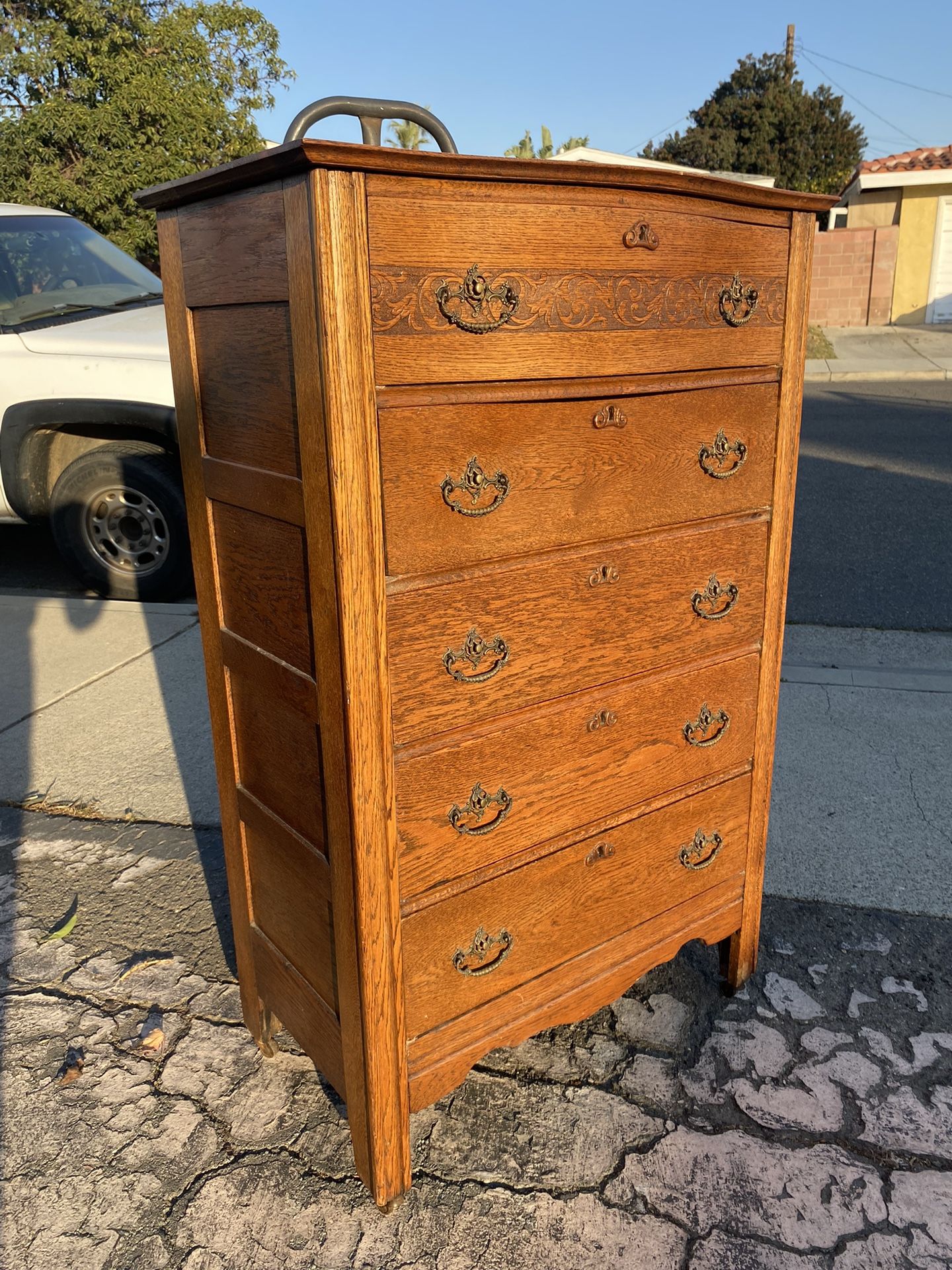 Stunning Antique Tall Dresser Vintage