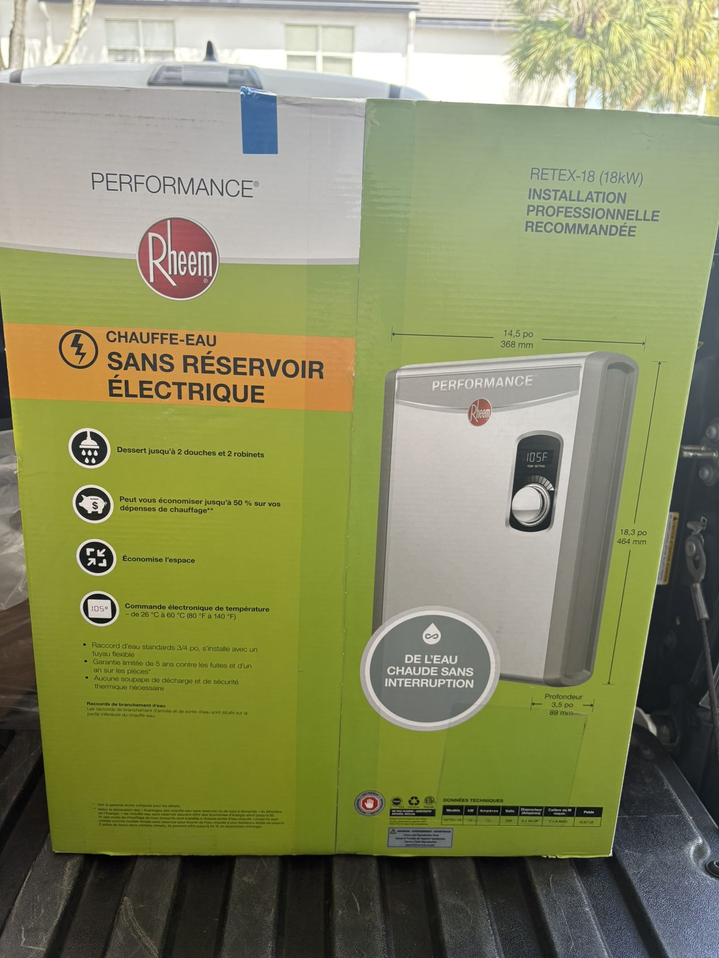 18 K tankless water heater