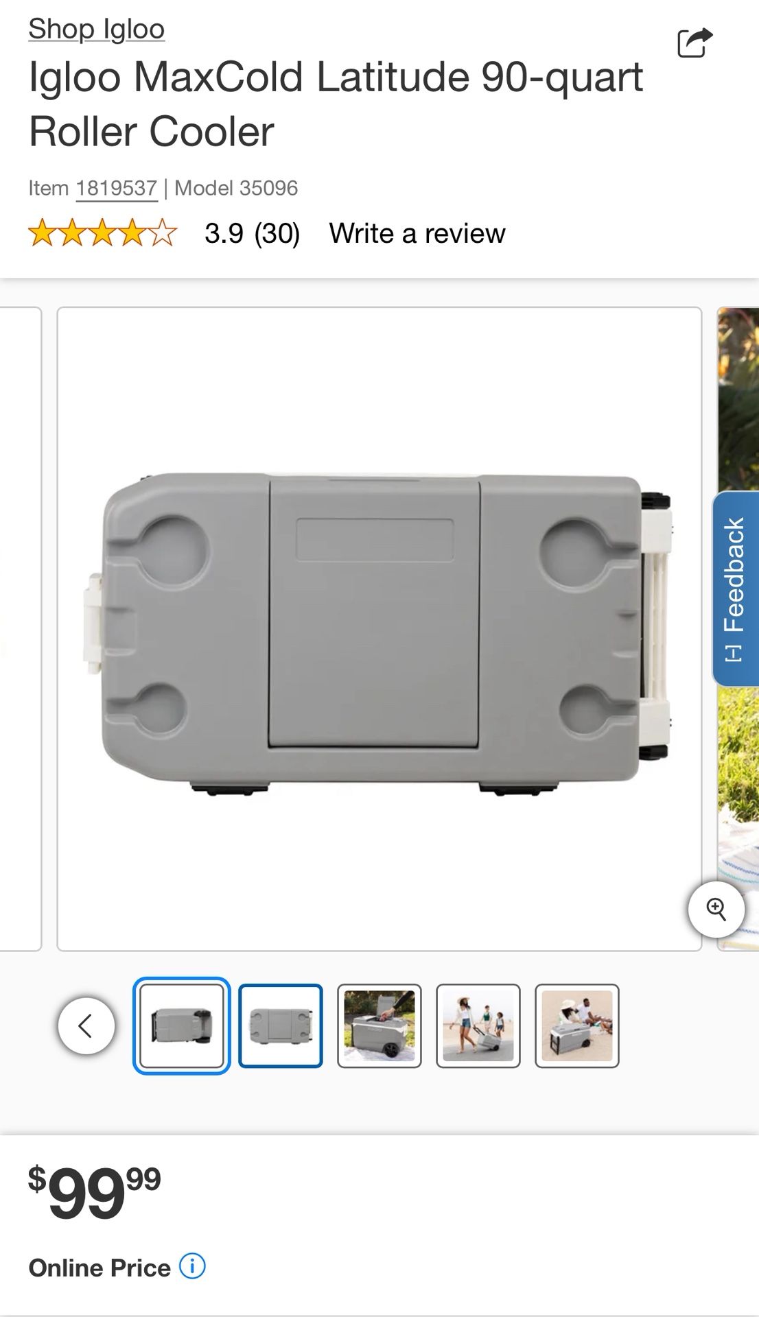 Igloo MaxCold Latitude 90-quart Roller Cooler