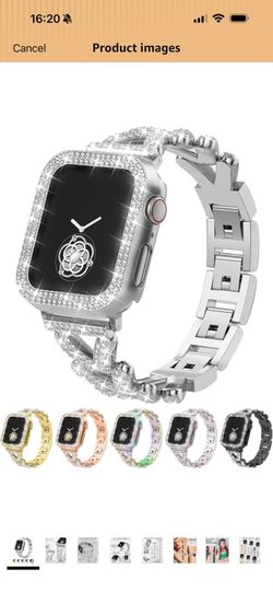 Brand new in box Rhinestones Encrusted Metal Bracelet and Case, Compatible with Apple Watch Bands 40mm (Series 6/5/4/SE)- Bling Gold Women's Jewelry S
