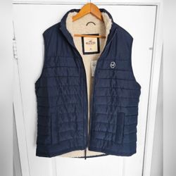 Men's XL Blue Dodgers Hollister Sherpa Quilted Vest Jacket