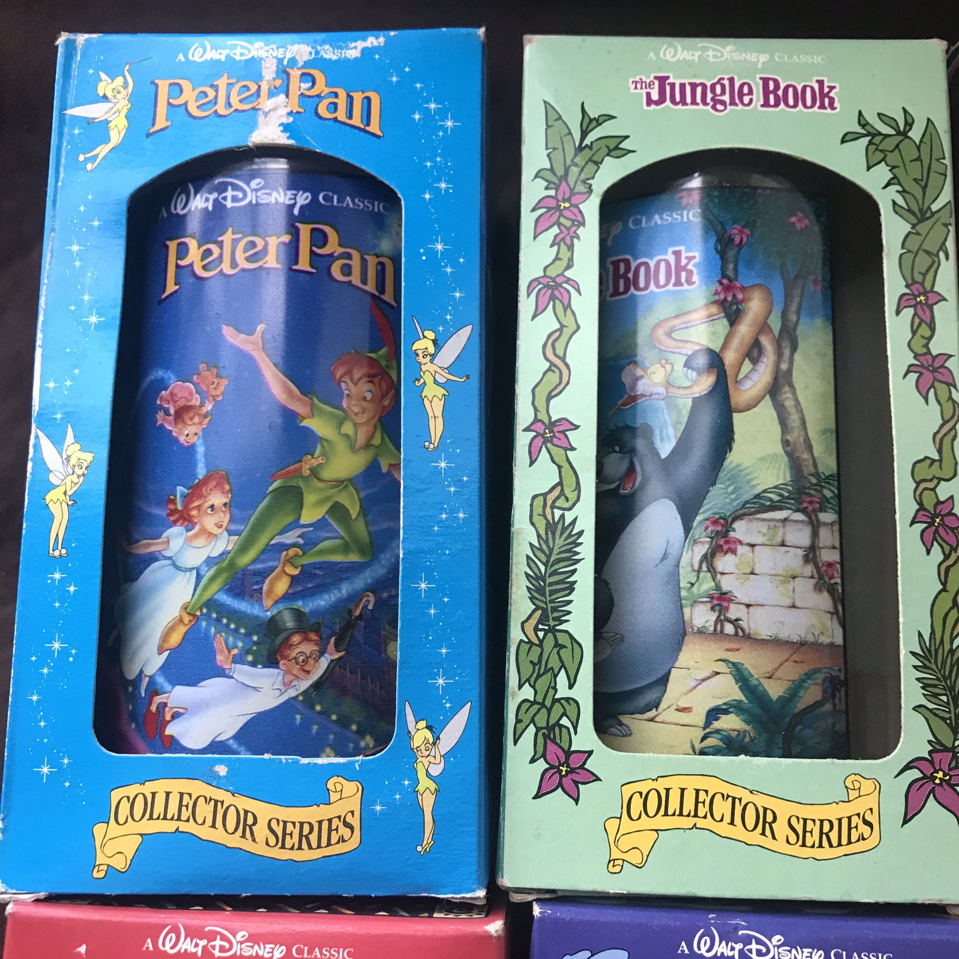 2 Vintage 1994 Burger King Plastic Disney Cups Aladdin Pinocchio & Glass  25th