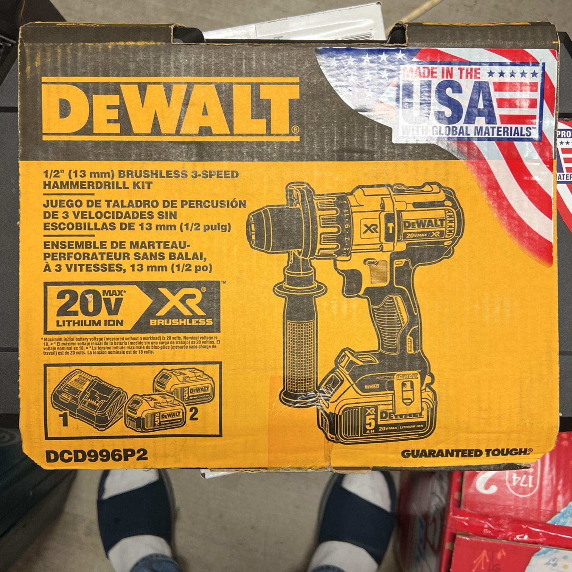 Dewalt Dcd996p2 Dewalt Tools Hammer Drill DEWALT 20V MAX XR Cordless  Brushless 3-Speed 1/2