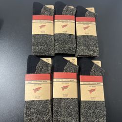 Red Wing Boot Socks. 6 Pack. Deep Toe-Capped  Wool, X-Large Men's 12-15