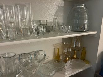 Bundle deal. Huge glass candle holders, etc. Bundle deal.