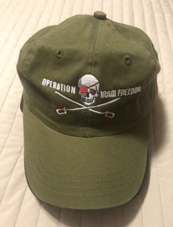 OPERATION IRAQI FREEDOM SKULL AND SWORDS 100% Cotton Adjustable Hat NWOT