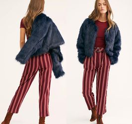 NWT Free People Mustard High-Rise Seamed Like The Real Thing Striped Pant 10