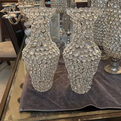 Two Medium Size Crystal Vases