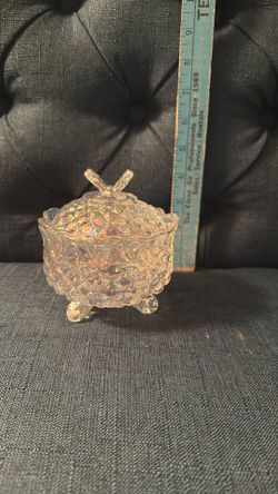 vintage Hofbauer Crystal "Papillon" (Butterfly) 3-Footed Covered Candy Dish.