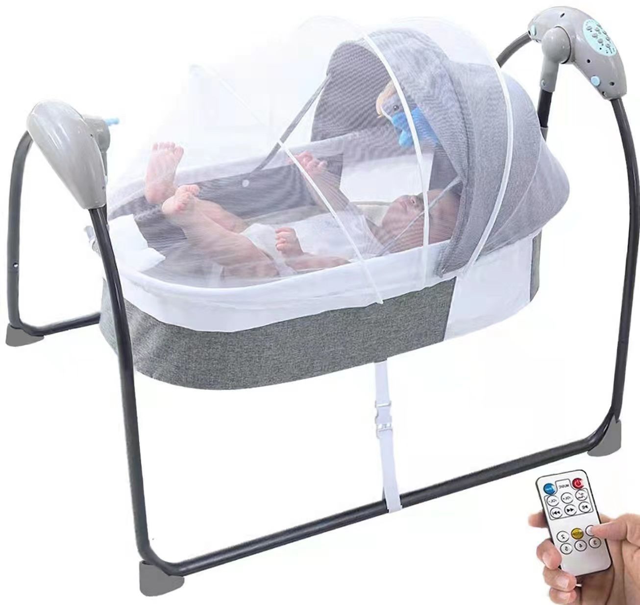 Portable Electric Bluetooth Baby Cradle Swing Bassinet Rocking Crib Infant Bed
