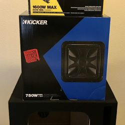 New 12” inch Kicker L7S 1500 Watts Max Subwoofer + Kicker 1600 Watts Max Monoblock Bass Amplifier w/ Speaker Box 🔊🤑
