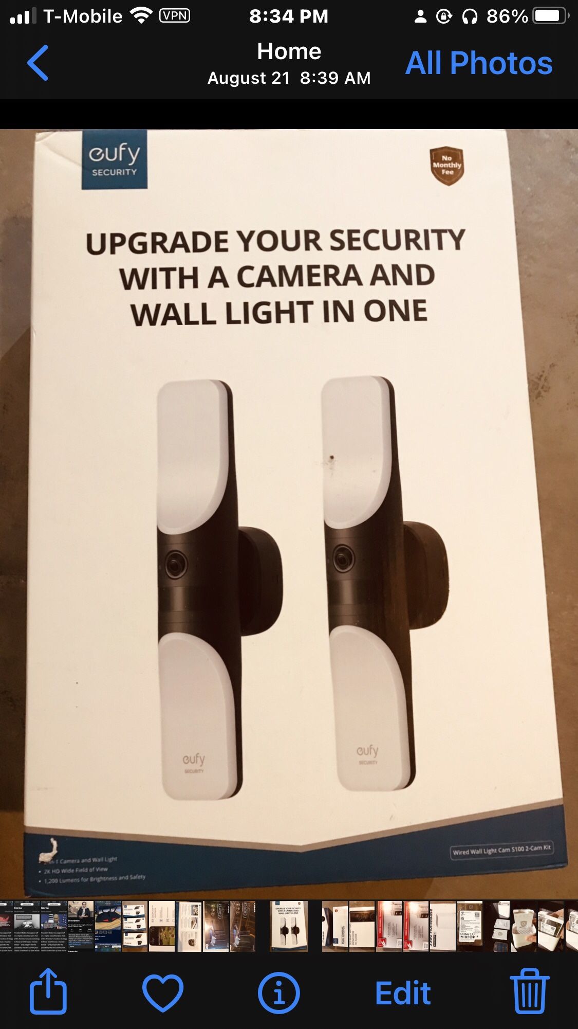 EUFY WIRED WALL LIGHT CAM S-100