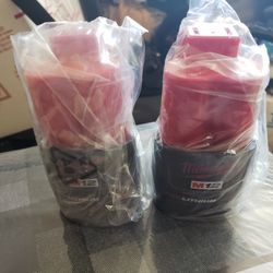 New Lot of 2) MILWAUKEE M12 48-11-2401 12 Volts 1.5Ah Red Lithium Ion Battery Packs, FIRM
