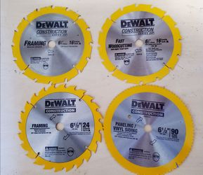 4 DEWALT Construction Series 6-1/2" circular saw blades – new/unused