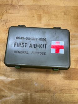 General Purpose military vintage First Aid Kit in Green Case