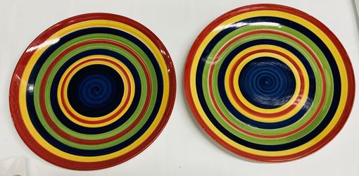 Set of 2 “Swirl” Dinner Plates Replacement Hand Painted Collection by Tabletops unlimited.