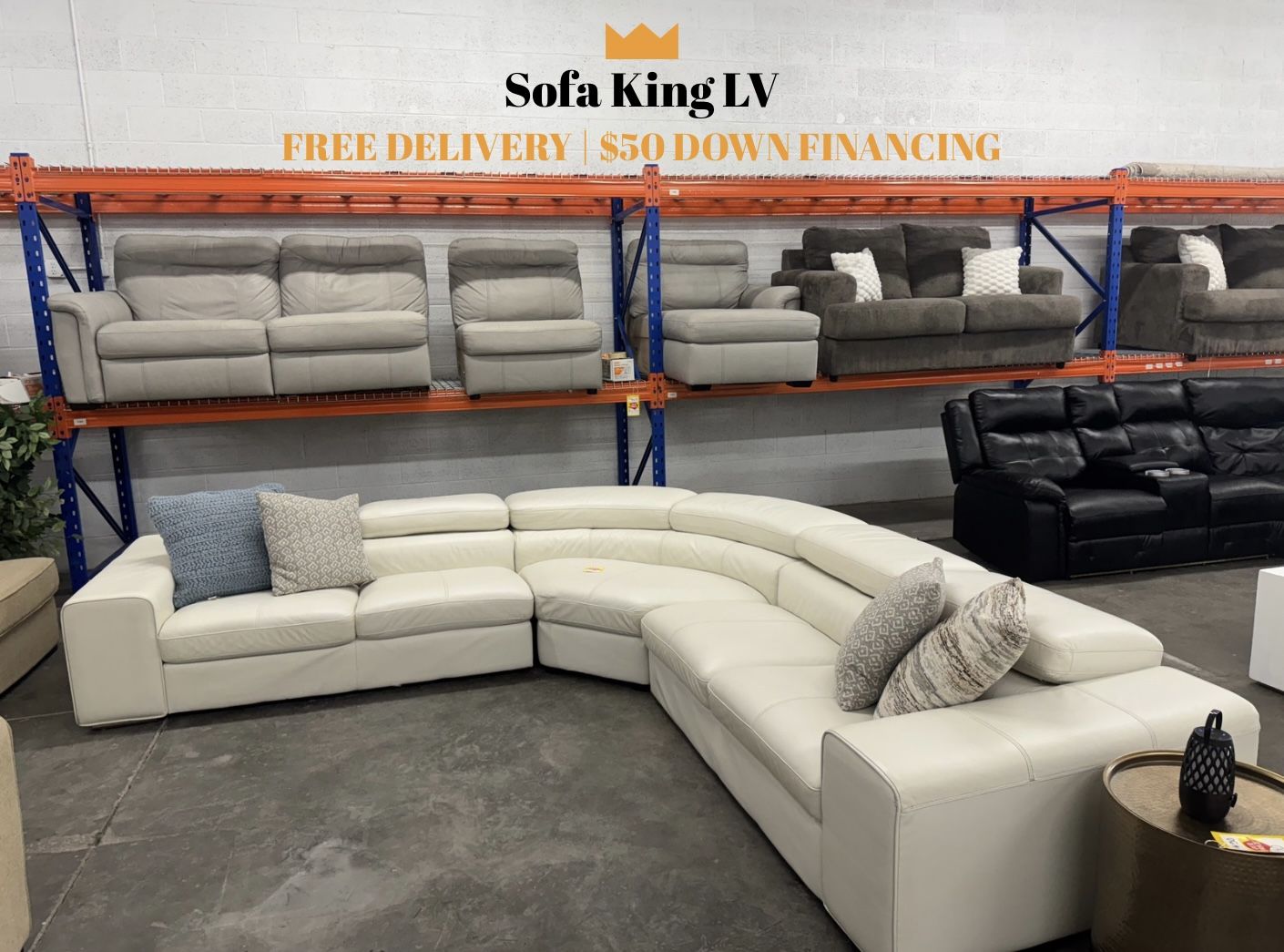Free Delivery* Like New White Leather Sectional Sofa! #SofaKingLV Couch Couches Sectional White Leather