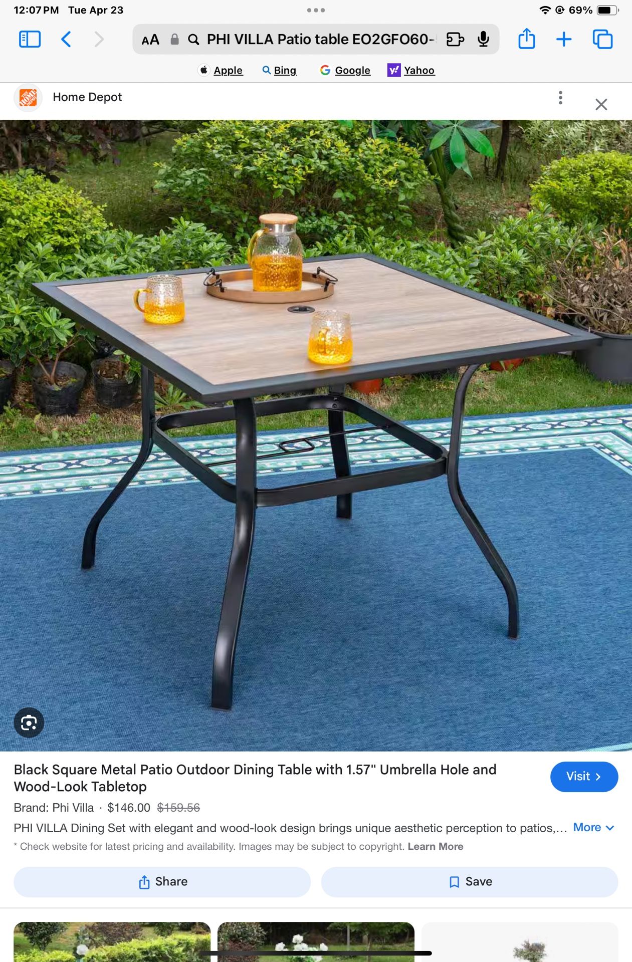 New Square Metal Table