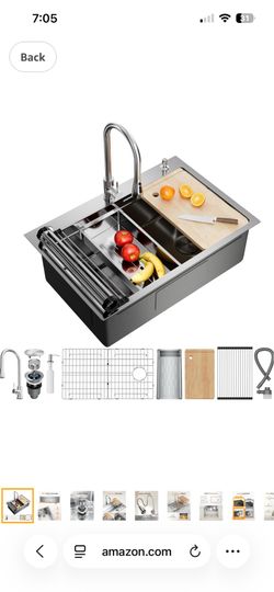 33X22 Drop In Kitchen Sink, 304 Stainless Steel Workstation Sink Pop-Up Drain, Workstation Sink, Upgraded Fast Drain, Topmount Single Bowl with Access