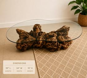 Vintage Burl Root Wood Coffee Table & Matching Side Table