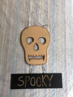 Halloween decor spooky sign skeleton face