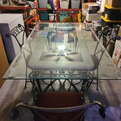 Glass / Iron / Marble Dining Set