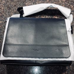 COACH 4006 Houston Map/Messenger Bag Signature Leather Crossbody Shoulder Black