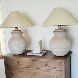 Set Of Vintage Stone Lamps 