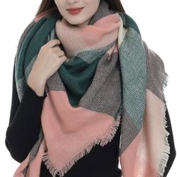 Trendy Plaid Blanket Scarf Women Big Oversized Long Scarves
