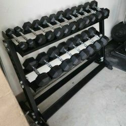 NEW Rubber Hex Dumbbells 5lb - 50lb Dumbbell Pairs Olympic Weights Home Gym Workout Equipment Fitness Weight Set 
