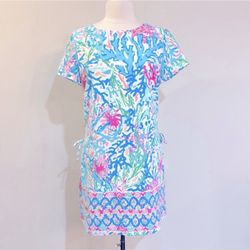 Lilly Pulitzer Blanca Stretch Romper Multi Coral Bay. Hard to find. Size 14.