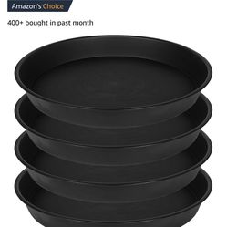 4 Pack of 16 inch Plant Saucer (13.5" Base), Heavy Duty Plastic Plant Tray for Pots, Flower Water Trays for Indoors, Bird Bath Bowls, Plant Drip Sauce