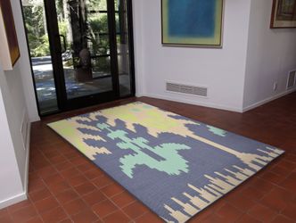 Ikat Cool Blue Rug - Indoor / Outdoor