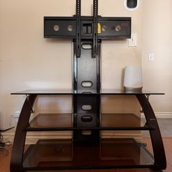 Modern TV Stand with Mount – Glass Shelves – Cable Management – Fits up to 65”