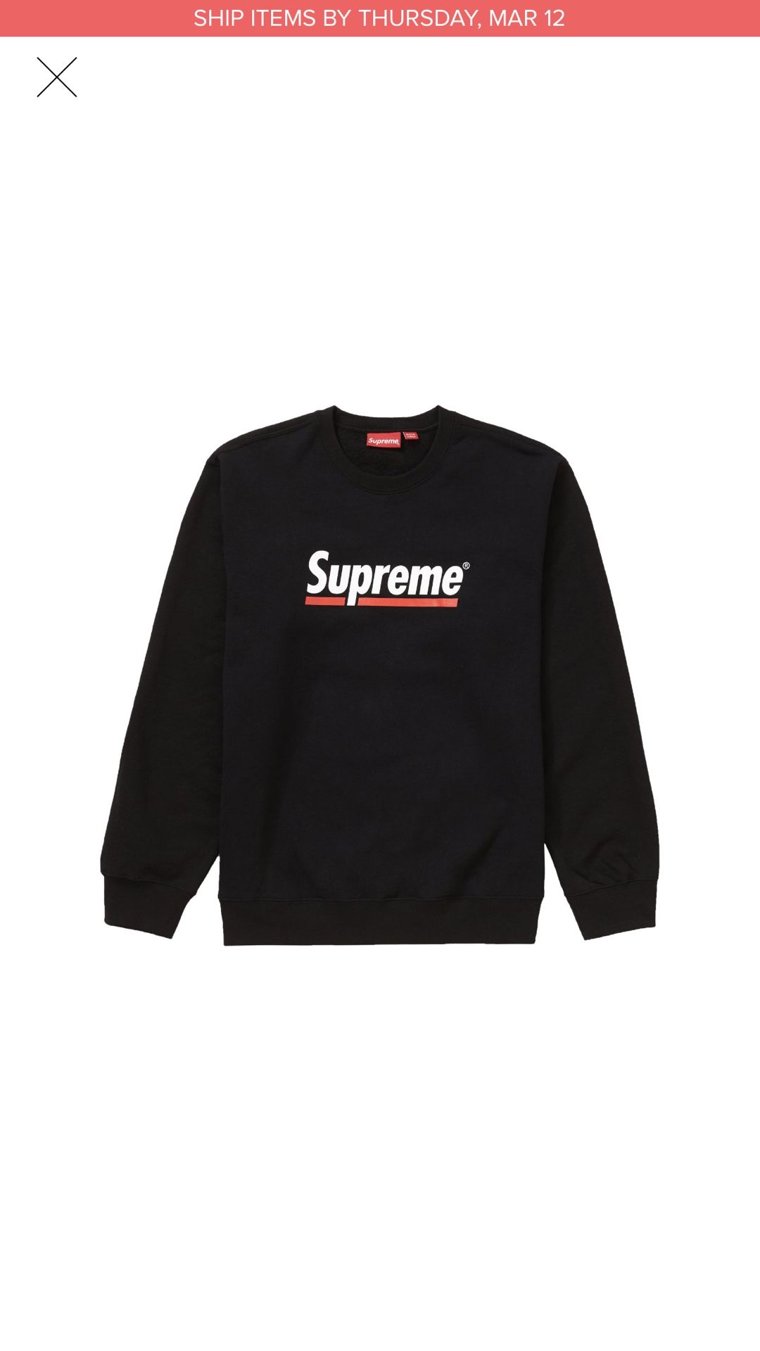 Supreme underline crewneck black large