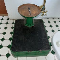 Vintage Green Cast Iron Bathroom Scale 