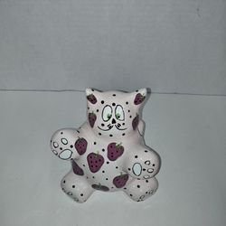 Bella Casa by Ganz 'MEOWBERRY' Pink Kitty Cat Piggy Bank Purple Strawberries