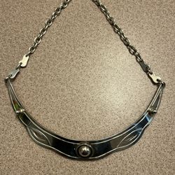 Sterling Silver - PERU Signed Tribal Collar Choker Chain Necklace 