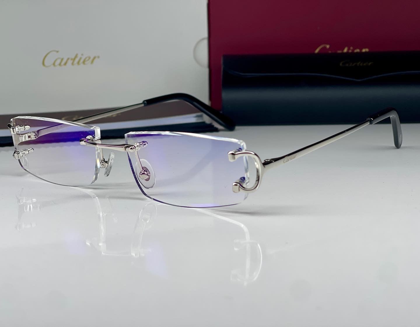 Silver Cartier Big C Glasses Optical Sunglasses
