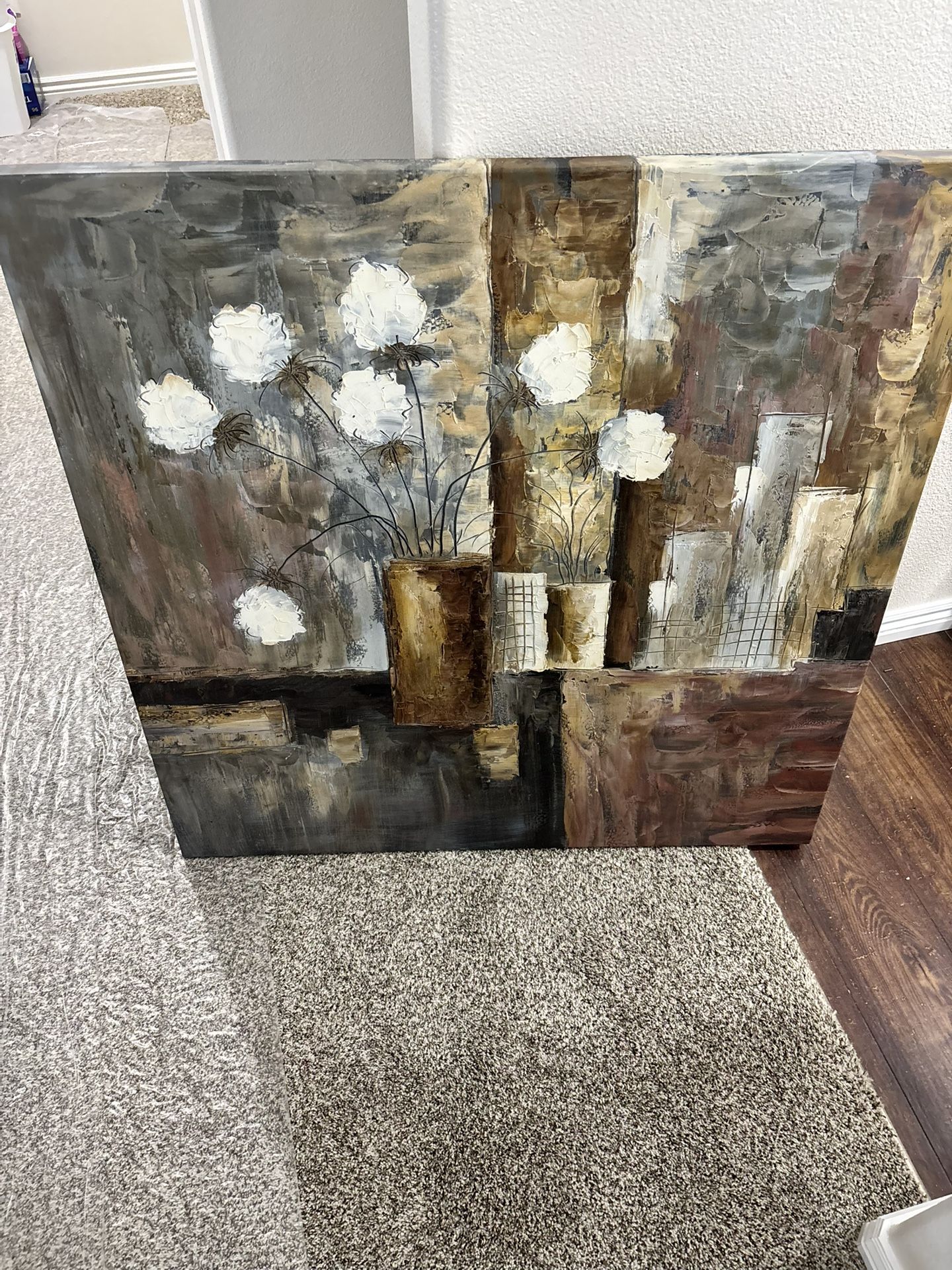 Contemporary flower and vase painting 40x40