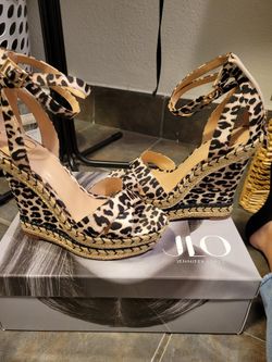 J-Lo Ondina Leopard Gold Wedges Size 8.5
