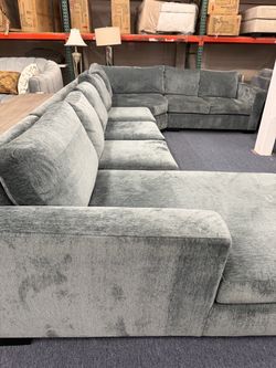 Large Gray Fabric Sectional Sofa