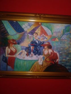 Painting Tea Time FRAME 43”x31” Vibrant Colors