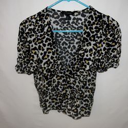 Ladies Womens petite XS Banana Republic cheetah dressy top shirt 