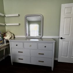 Full Size Bed frame And Dresser With Mirror