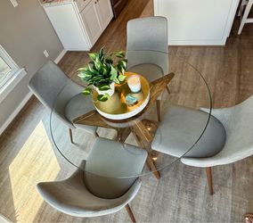Glass Table and 4 Chairs Set