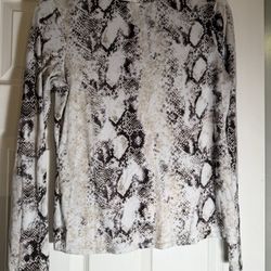 Long sleeve Mock Turtleneck Animal Print Blouse 